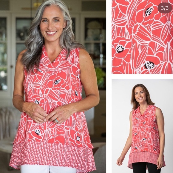 Habitat Tops - Habitat Women’s Sleeveless Cowl Neck Top in Coral size Large